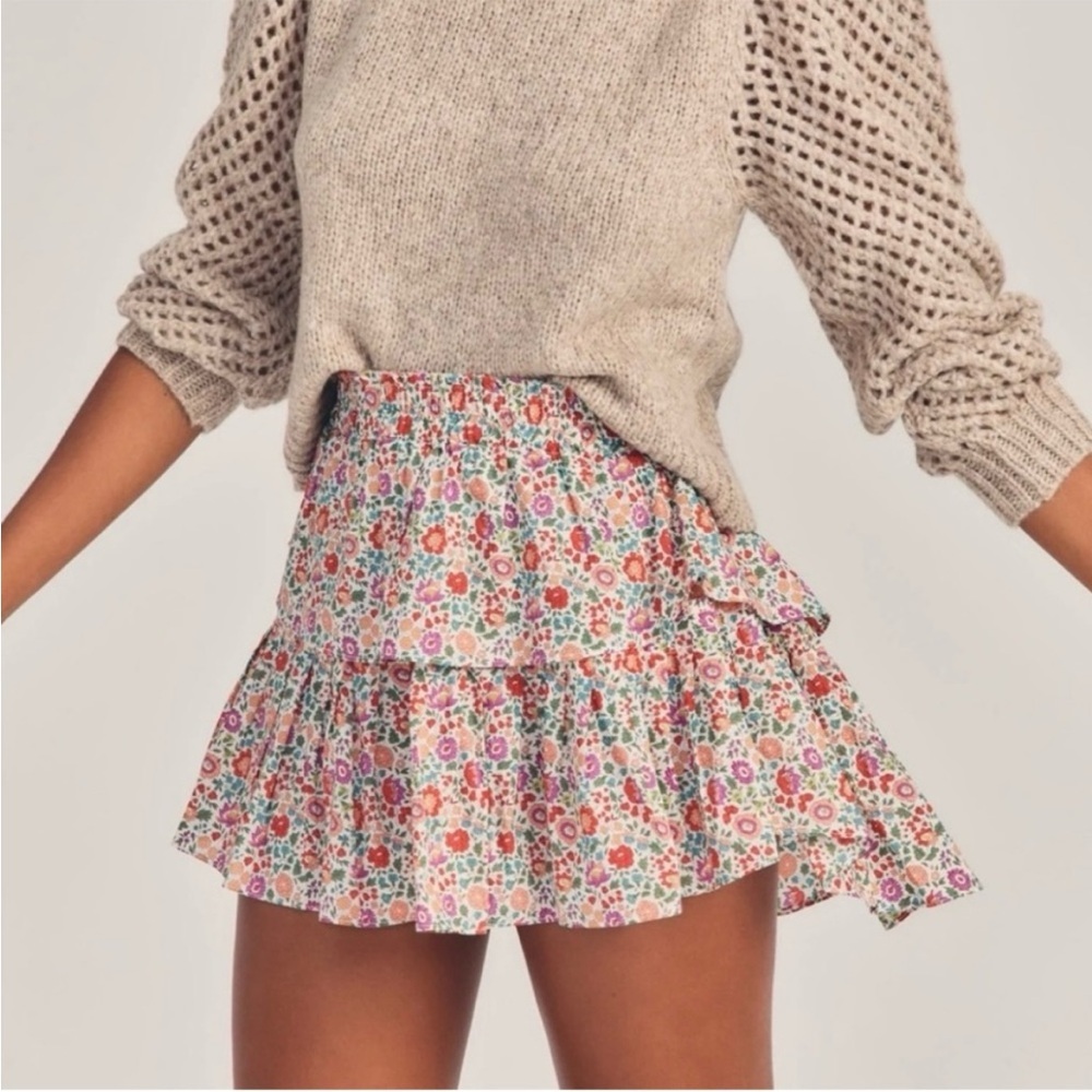 LOVESHACKFANCY X Liberty Ruffle D’anjo Floral Print Cotton Mini Skirt EUC Size S